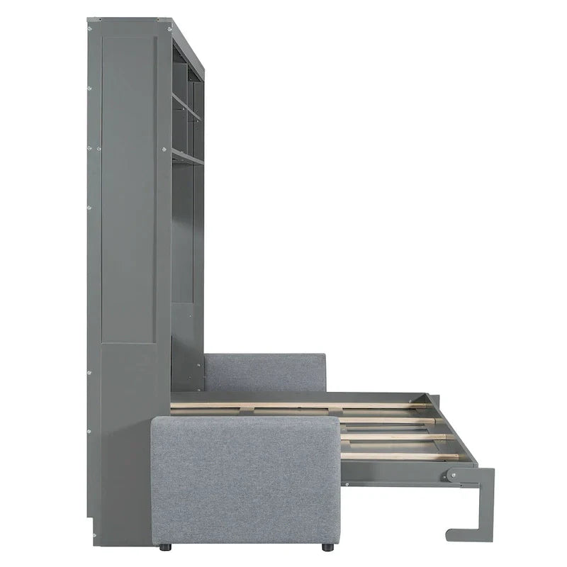 Queen Murphy Bed with Sofa - 2 - in - 1 Design, Storage Solutions & Dual - Piston Mechanism