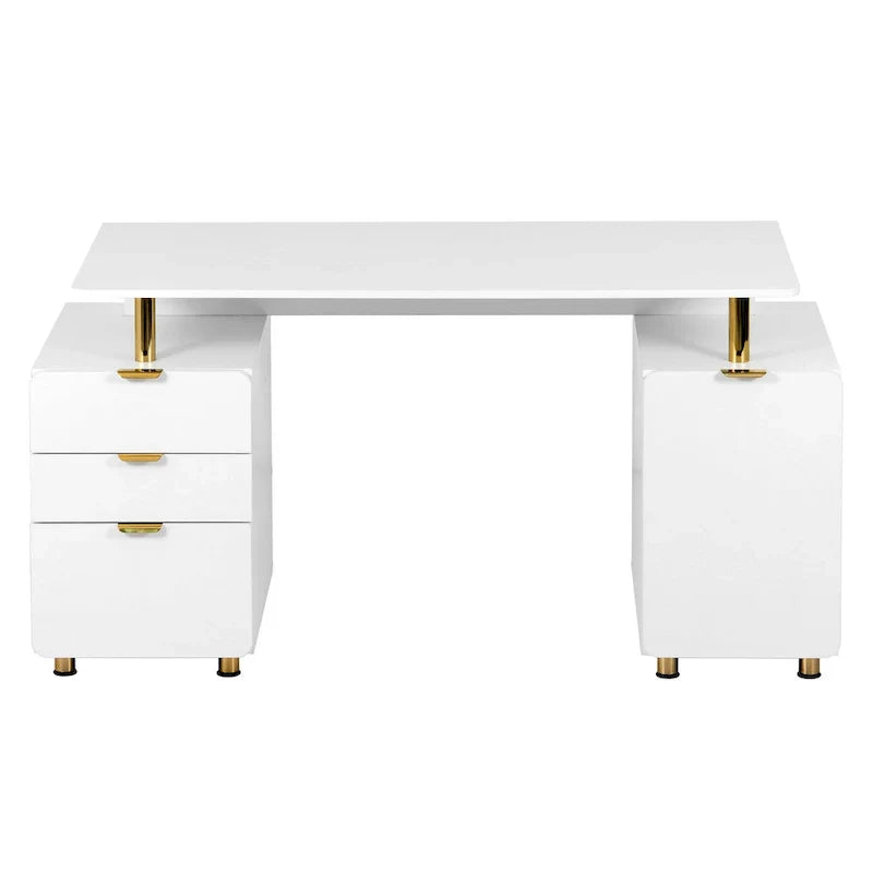 Contemporary Executive Floating Desk with 3 Drawers and Stylish Work Surface