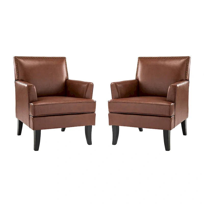 Nileus Set of 2 Modern Classic Polyester Accent Chairs with Solid Wood Legs by HULALA HOME
