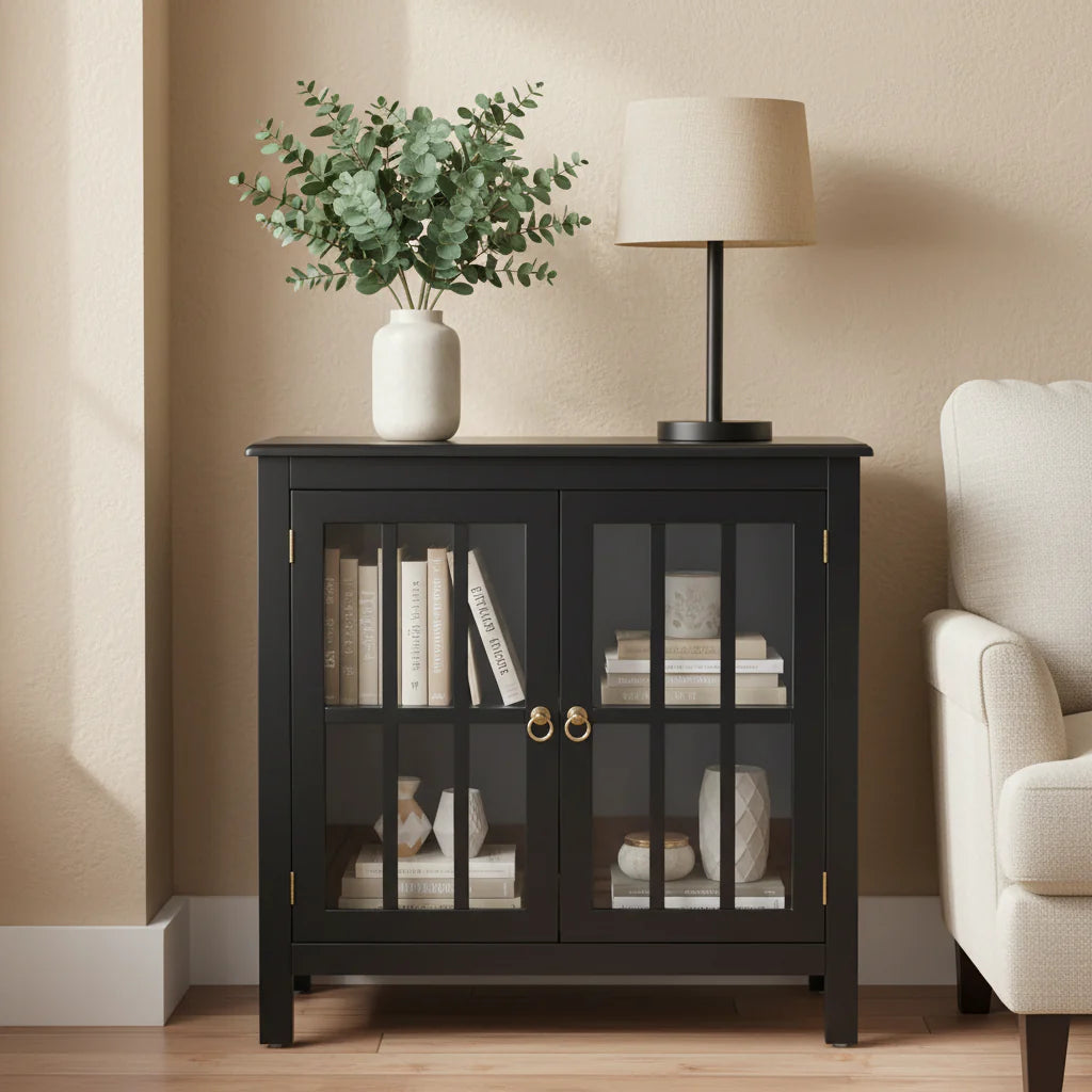 Portland 2 - Door Glass Cabinet by Simple Living
